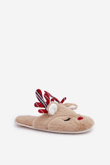 Holiday slippers with reindeer fur motif