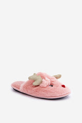 Charming fur slippers with a reindeer motif