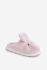 Charming women's furry slippers with a rabbit motif