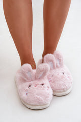 Charming women's furry slippers with a rabbit motif