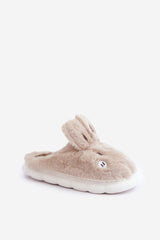 Charming women's furry slippers with a rabbit motif