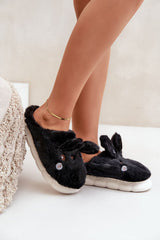 Charming women's furry slippers with a rabbit motif