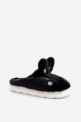 Charming women's furry slippers with a rabbit motif