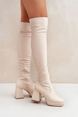 Fitted eco leather knee-high boots