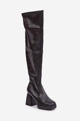 Fitted eco leather knee-high boots