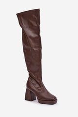 Fitted eco leather knee-high boots