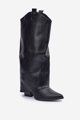 Women's eco leather black heel boots