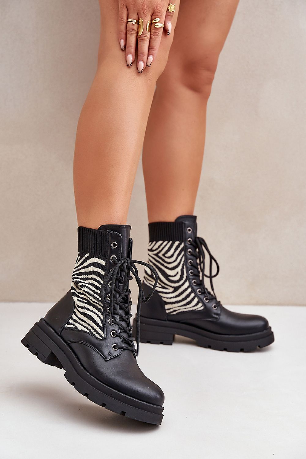 Women's zebra pattern ankle boots