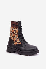 Women's leopard print pattern ankle boots