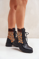 Women's leopard print pattern ankle boots