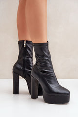 Women's high column-type heel ankle boots