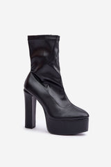 Women's high column-type heel ankle boots