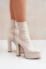 Women's high column-type heel ankle boots