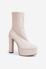 Women's high column-type heel ankle boots