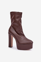 Women's high column-type heel ankle boots