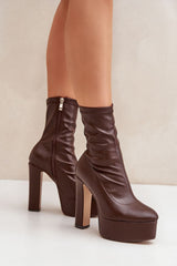 Women's high column-type heel ankle boots