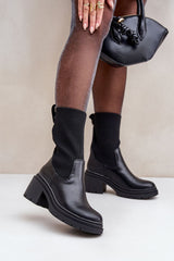 Stylish heel ankle boots with elastic sock-like upper