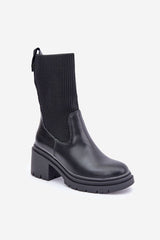 Stylish heel ankle boots with elastic sock-like upper