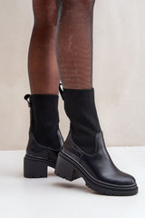 Stylish heel ankle boots with elastic sock-like upper