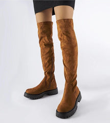 Long brown knee-high boots