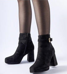 Black insulated classic suede ankle boots