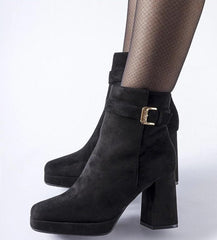 Black insulated classic suede ankle boots