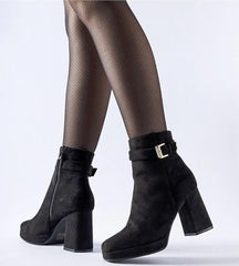 Black insulated classic suede ankle boots