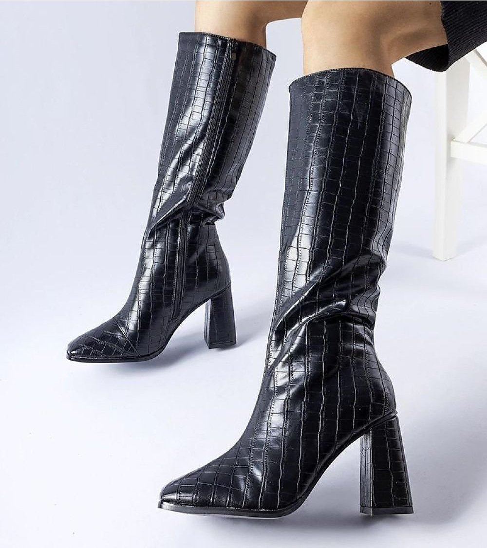 Black insulated stiletto boots