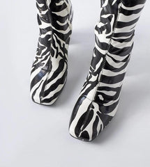 Zebra pattern heel boots