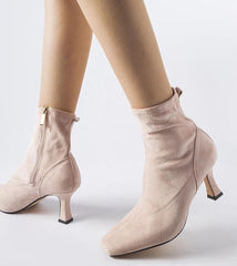 Beige Lucerne low-heeled boots