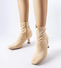 Beige Lucerne low-heeled boots