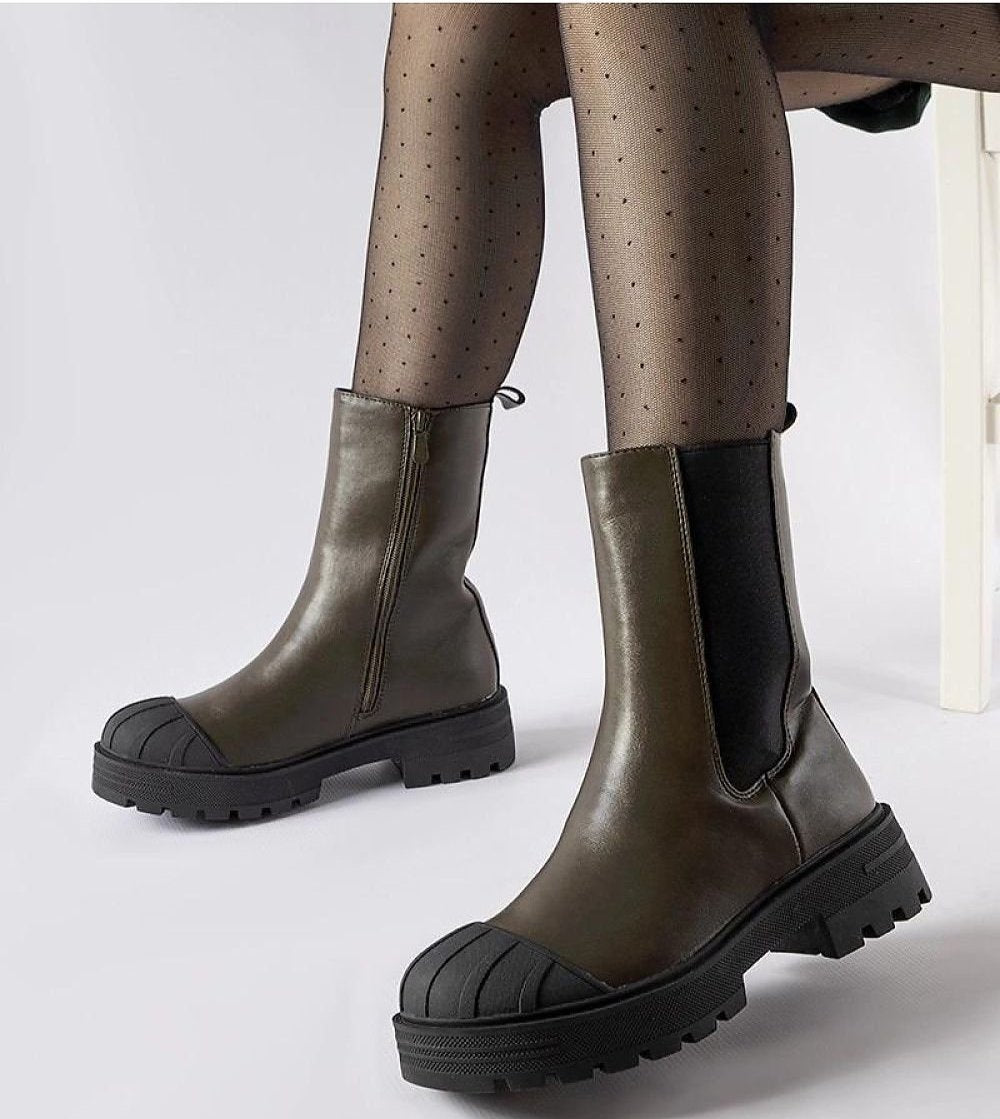 Dark green insulated sable boots