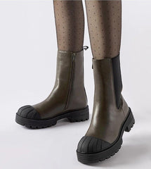 Dark green insulated sable boots