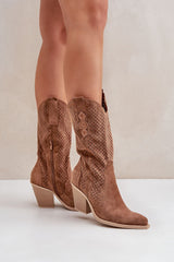 Unique latticed upper Cowboy boots