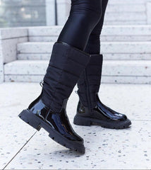 Black insulated lacquered boots