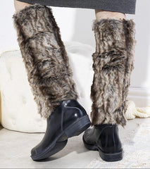 Navy blue faux fur wellingtons boots