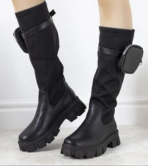 Black sachet knee-length boots