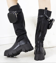 Black sachet knee-length boots