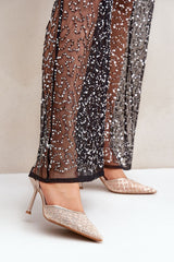 High heels decorated with glittering sequins