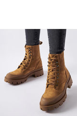 Brown laced closure ankle boots