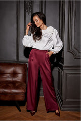 Women delicate satin wide legs pants