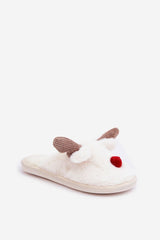 Charming reindeer motif slippers with fur