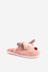 Charming reindeer motif slippers with fur