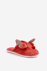 Charming reindeer motif slippers with fur