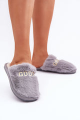 Women's stylish inscription soft fur slippers