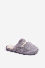 Women's stylish inscription soft fur slippers