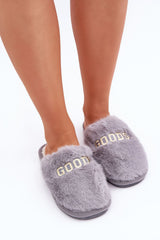 Women's stylish inscription soft fur slippers