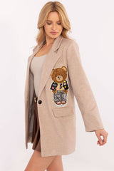 Women's teddy bear-shaped patch blazer