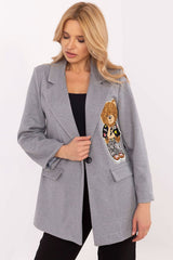 Women's teddy bear-shaped patch blazer