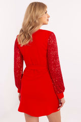 Long sleeves decorated with sequins pencil mini dress